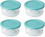 🍽️ set of 4 pyrex storage containers – 4 cup round dishes with clear glass and turquoise plastic lids логотип