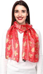 img 4 attached to 🎅 Get Festive with CBC Crown NEW Christmas Scarf - Santa, Snowman, Ornament, Deer & Ginger Cookie Theme