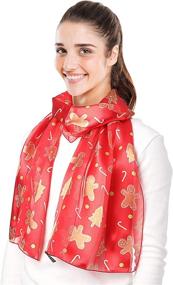 img 3 attached to 🎅 Get Festive with CBC Crown NEW Christmas Scarf - Santa, Snowman, Ornament, Deer & Ginger Cookie Theme