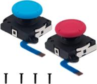 🎮 brhe 3d analog joystick replacement left/right repair kit thumb sticks sensor with 4 “y” screws for switch controller ns lite console - 2 pack (red/blue) logo