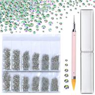 💎 3456 pieces glue-fix crystal rhinestones, ss3/4/5/6/8/10 glass gems beads flatback stones with rhinestone wax pen/nail dotting tool, ideal for nail art, shoes, dress, cards, crafts - diy diamond decorations, 576 pieces per size logo