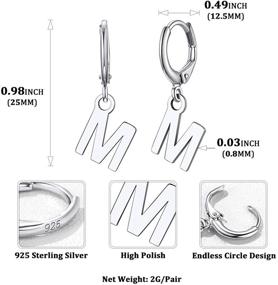 img 1 attached to 🎁 ChicSilver Personalized Initial Dangle Hoop Earrings for Women | 925 Sterling Silver | 26 Alphabet Letter Huggie Earrings | with Gift Box