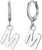 🎁 chicsilver personalized initial dangle hoop earrings for women | 925 sterling silver | 26 alphabet letter huggie earrings | with gift box logo