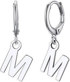 img 4 attached to 🎁 ChicSilver Personalized Initial Dangle Hoop Earrings for Women | 925 Sterling Silver | 26 Alphabet Letter Huggie Earrings | with Gift Box