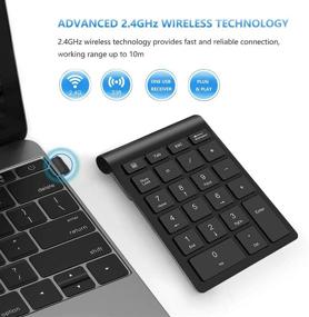 img 3 attached to 💻 Upgraded Wireless Number Pad - Acedada 22 Keys Portable 2.4GHz Numeric Keypad for Laptop, PC, Surface Pro - Black