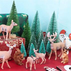 img 1 attached to 🎄 10Pcs Mini Christmas Pine Trees with 11Pcs Christmas Miniatures Deer, Squirrel, and Rabbit Wolf Figurines - Resin Ornaments for Christmas Village Garden Micro Landscape, DIY Xmas Crafts - IofferSuper