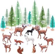 🎄 10pcs mini christmas pine trees with 11pcs christmas miniatures deer, squirrel, and rabbit wolf figurines - resin ornaments for christmas village garden micro landscape, diy xmas crafts - ioffersuper logo