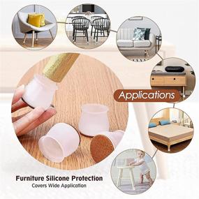 img 1 attached to 🪑 Ultimate Protection: Upgraded 32 Pcs Chair Leg Protectors for Hardwood Floors - Stretchable Silicone Felt Furniture Pads, Non Slip, Free Moving Table Leg Covers, Stool Leg Protectors Caps