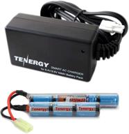 🔋 tenergy 8.4v airsoft battery 1600mah nimh nunchuck battery with mini tamiya connector for m4 rifle airsoft gun + 8.4v-9.6v nimh battery charger with mini tamiya connector and standard tamiya adaptor logo