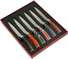 img 3 attached to 6-Piece Steak Knives Set with Straight Edge, Non-Serrated 🔪 Blades in Pakka Wood Handles - Presented in a Gift Box