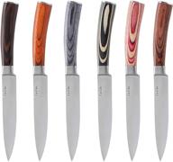 6-piece steak knives set with straight edge, non-serrated 🔪 blades in pakka wood handles - presented in a gift box logo