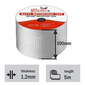 img 3 attached to 🔧 4" x 16ft Super Strong Waterproof Butyl Rubber Tape for RV, Roof Patching, Gutter Repair, Window Seals, Water Pipe Leaks - UV Resistant, All Weather Aluminum Foil Coated Tape