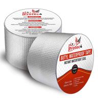 🔧 4" x 16ft super strong waterproof butyl rubber tape for rv, roof patching, gutter repair, window seals, water pipe leaks - uv resistant, all weather aluminum foil coated tape logo