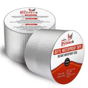 img 4 attached to 🔧 4" x 16ft Super Strong Waterproof Butyl Rubber Tape for RV, Roof Patching, Gutter Repair, Window Seals, Water Pipe Leaks - UV Resistant, All Weather Aluminum Foil Coated Tape