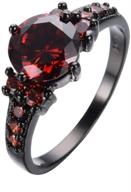 💍 yuren vintage ruby red garnet wedding promise band ring - black gold filled, size 6-10 (size 7) - exquisite & timeless logo