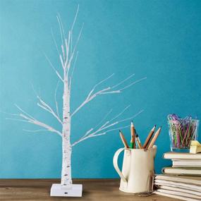 img 3 attached to 🌳 Sunnyglade 2PCS 2Ft 24 LED Birch Tree Light: Warm White Fairy Tree Bonsai for Home Wedding Festival Party Christmas Decoration