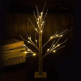 img 2 attached to 🌳 Sunnyglade 2PCS 2Ft 24 LED Birch Tree Light: Warm White Fairy Tree Bonsai for Home Wedding Festival Party Christmas Decoration