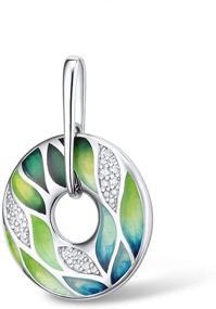 img 3 attached to 🍃 Santuzza Handmade Enamel Leaf Pendants - 925 Sterling Silver Bamboo Leaves Pendant with White Cubic Zirconia