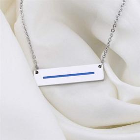 img 1 attached to 🎁 Bar Necklace Gift for Wife and Mom - Thin Blue Line Jewelry for Appreciation