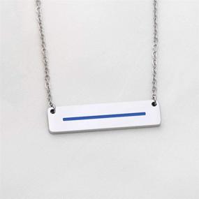 img 2 attached to 🎁 Bar Necklace Gift for Wife and Mom - Thin Blue Line Jewelry for Appreciation