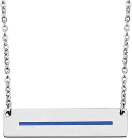 img 4 attached to 🎁 Bar Necklace Gift for Wife and Mom - Thin Blue Line Jewelry for Appreciation