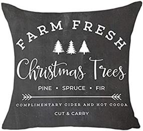 img 1 attached to 🎄 MFGNEH Farm Fresh Christmas Trees Cotton Linen Throw Pillow Covers - Festive Christmas Decor Cushion Cover 20 x 20 Inch for Sofa - Christmas Pillow Covers: Enhance your Holiday Decor
