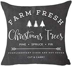 img 3 attached to 🎄 MFGNEH Farm Fresh Christmas Trees Cotton Linen Throw Pillow Covers - Festive Christmas Decor Cushion Cover 20 x 20 Inch for Sofa - Christmas Pillow Covers: Enhance your Holiday Decor