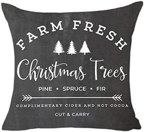 img 2 attached to 🎄 MFGNEH Farm Fresh Christmas Trees Cotton Linen Throw Pillow Covers - Festive Christmas Decor Cushion Cover 20 x 20 Inch for Sofa - Christmas Pillow Covers: Enhance your Holiday Decor