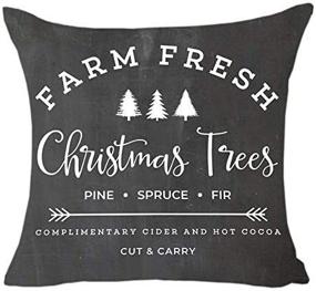 img 4 attached to 🎄 MFGNEH Farm Fresh Christmas Trees Cotton Linen Throw Pillow Covers - Festive Christmas Decor Cushion Cover 20 x 20 Inch for Sofa - Christmas Pillow Covers: Enhance your Holiday Decor