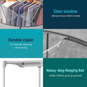 img 1 attached to 👕 Whitmor Grey Portable Wardrobe Closet Organizer with Hanging Rack - Extra Wide - No-tool Assembly - Extra Strong & Durable - 64-inch Width x 19.5-inch Depth x 60-inch Length - Indoor Use Only