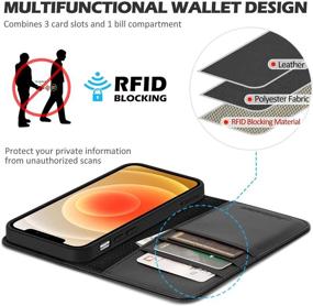 img 1 attached to 📱 SHIELDON Genuine Leather Wallet Case for iPhone 12/12 Pro 5G | Magnetic RFID Blocking Credit Card Holder | Kickstand | Shockproof | Compatible with iPhone 12/12 Pro (6.1 Inch 2020) | Black