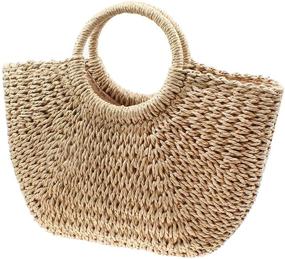 img 3 attached to Women Bamboo Crochet Shoulder Summer Women's Handbags & Wallets