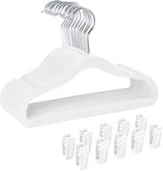 👶 finnhomy non-slip velvet hangers for baby and kids - 30-pack with finger clips (white): premium closet organization solution логотип