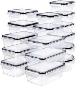 img 3 attached to 🍱 32-Piece Airtight Plastic Food Storage Containers with Lids - Leakproof Snap Lock Lids, BPA-Free, Microwave and Dishwasher Safe - FOOYOO