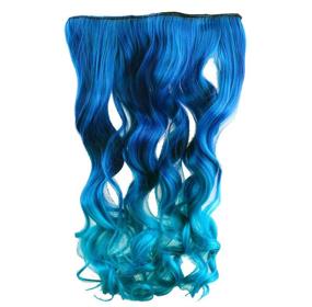 img 3 attached to 💙 AGPtek 26 "Enstyle Supreme Neon Tangle Curly 100% Human Color Hair Extension Ponytail в темно-синем и королевском синем цвете - преображайте свой образ!