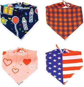 img 4 attached to 🐾 RUFF PAWS Dog Bandana Scarf - Set of 4, 100% Polyester Handkerchiefs for Small, Medium, and Large Dogs, Cute Accessories for Boy and Girl Dogs, Ideal for Holiday, Birthday, and Travel