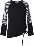 🐆 stylish mirawise leopard stripes sleeve drawstring girls' clothing: tops, tees & blouses for trendy fashionistas logo