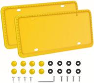 🚗 livtee universal american auto accessories license plate holder, 2 pack silicone covers with bolts washer caps, rust-proof, rattle-proof, weather-proof - yellow logo
