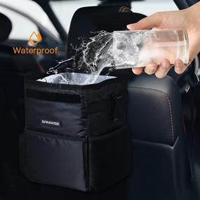 img 3 attached to 🚗 Automotive Car Trash Can with Lid, Storage Pockets, and Waterproof Collapsible Design - SANIWISE Car Garbage Can and Trash Bag for Car Accessories Interior Organizer Console Backseat