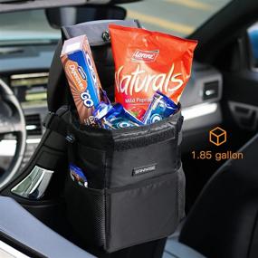 img 2 attached to 🚗 Automotive Car Trash Can with Lid, Storage Pockets, and Waterproof Collapsible Design - SANIWISE Car Garbage Can and Trash Bag for Car Accessories Interior Organizer Console Backseat