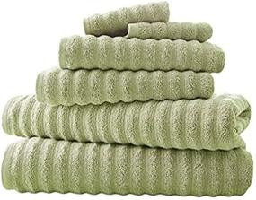img 4 attached to 🧖 Luxury Spa Collection: 6-Piece Ultra Soft Quick-Dry 550GSM 100% Combed Cotton Wavy Towel Set in Sage - by Amrapur Overseas