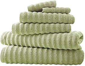img 3 attached to 🧖 Luxury Spa Collection: 6-Piece Ultra Soft Quick-Dry 550GSM 100% Combed Cotton Wavy Towel Set in Sage - by Amrapur Overseas