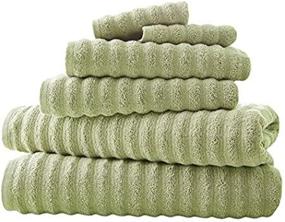 img 2 attached to 🧖 Luxury Spa Collection: 6-Piece Ultra Soft Quick-Dry 550GSM 100% Combed Cotton Wavy Towel Set in Sage - by Amrapur Overseas