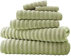 img 1 attached to 🧖 Luxury Spa Collection: 6-Piece Ultra Soft Quick-Dry 550GSM 100% Combed Cotton Wavy Towel Set in Sage - by Amrapur Overseas