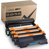v4ink compatible toner cartridge and drum unit replacement for 🖨️ brother tn450 tn420 dr420 - 4 packs (1 drum 3 toner) (black) logo