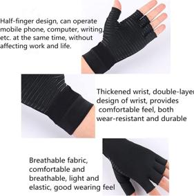 img 2 attached to 🧤 Copper Arthritis Compression Fingerless Gloves - Hand Support & Pain Relief for Women and Men - Typing Gloves for Arthritis - Copper Infused Compression Half Finger Gloves (Size L)