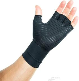 img 3 attached to 🧤 Copper Arthritis Compression Fingerless Gloves - Hand Support & Pain Relief for Women and Men - Typing Gloves for Arthritis - Copper Infused Compression Half Finger Gloves (Size L)