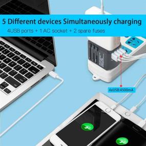 img 3 attached to 🌍 All-in-One Universal Power Adapter: Fast Charging USB International Travel Adaptor for 224+ Countries with 4 USB Ports, AC Socket, US to AU UK Europe Plugs