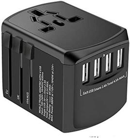 img 4 attached to 🌍 All-in-One Universal Power Adapter: Fast Charging USB International Travel Adaptor for 224+ Countries with 4 USB Ports, AC Socket, US to AU UK Europe Plugs