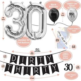 img 1 attached to 30th Birthday Party Supplies: Dirty Thirty Decorations for Her- Dirty 30 Banner, Sash, Balloons, Cake Topper & More!